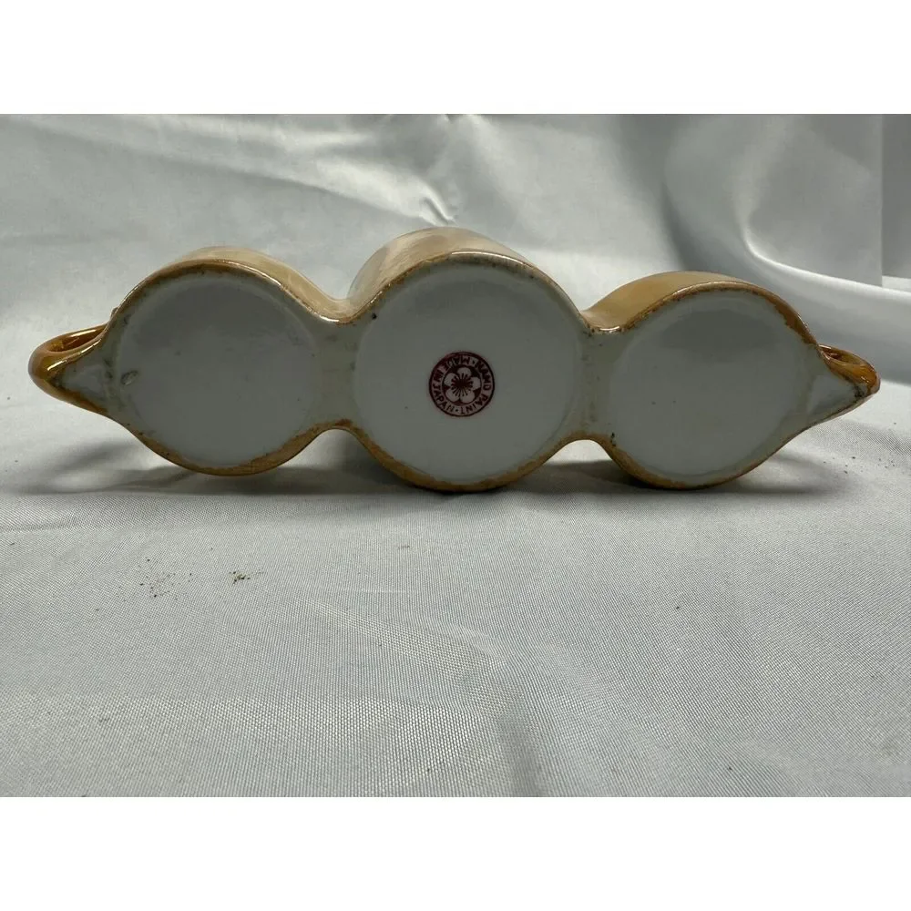 Lusterware Hand Painted Japan Vintage Condiment Set Salt‎ Pepper Sugar Spoon MCM